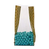 10ct Gold"Casablanca" Geo Tiles 4x2x9" Medium Cello Cellophane Treat Food Snack Bags nfLG -1475