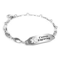 My Identity Doctor - Custom Engraved Medical Bracelet - 316L Steel Drop 4mm - White - Wrist Size 8.5 Inch