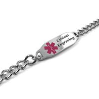 My Identity Doctor - Custom Engraved Medical Bracelet, 5mm 316L Steel for Kids and Adults - Small - Purple - Wrist Size 8 Inch
