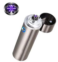 USB Electric Triple Arc Lighter Three Safety Insurance Lighter Windproof Flameless Lighter- Rechargeable Lighter Best Gift for Smoker (Silver)