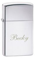 Personalized Zippo Slim Armor High Polish Chrome Lighter with Free Laser Engraving