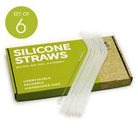 Andcolors Silicone Straws Set re-useable and Environmentally Friendly Easy to Clean with Included Cleaning Brush 100% BPA Free Food Grade Silicone Dishwasher Safe (Set of 6) (Regular)