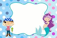 30 Blank Cards Invitations Thank You Cards Mermaid Pirate Girl Birthday Party + 30 White Envelopes