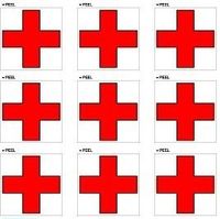 Red Cross On White - Set of 9 - Window Bumper Laptop Stickers 2"x2" Each