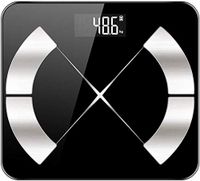 LCTCBZ Bluetooth Body Fat Scale Smart BMI Scale Digital Bathroom Wireless Weight Scale, Body Composition Analyzer with Smartphone App and English Instructions，Black (Color : Black)