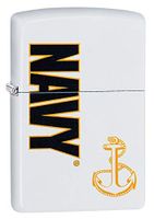 Custom Personalized White Matte Navy Windproof Lighter Free Engraving #29761