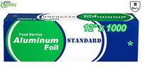 [2 Pack] Food Service Standard Duty Aluminum Foil Roll (12 in x 1000 ft) with Sturdy Corrugated Cutter Box - Great for Grill Use, Kitchen Wrap, Foil Wrap, Cooking, Cleaning by EcoQuality