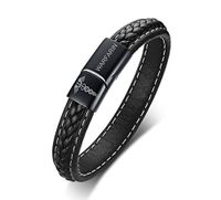 VNOX Medical Symbol Caduceus WARFARIN Genuine Leather Stainless Steel Magnetic Clasp Cuff Wristband Bracelet