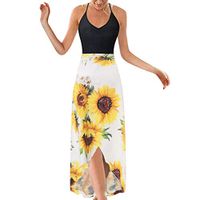 CCatyam Plus Size Dresses for Women, Skirt V Neck Print Sexy Loose Leisure Daily Party Fashion White