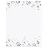 Silver Snowflakes Christmas Stationery – for Holiday Letters, Hand-Written Notes, 25 Sheets, 8½ x 11 Inches, Printer Compatible, 70# Text Opaque Paper