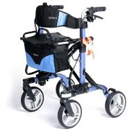 MOVE-X Folding Rollator Deluxe 4-wheel Walker Foldable Light Weight - Blue from
