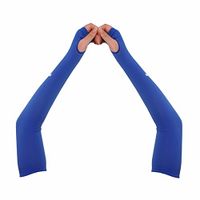 Compression Arm Sleeve for Men Women Youth - UV Sun Protection Sleeves Hand Cover Style with Thumb Holes - Cooling Aqua X Extreme Soft Skin Touch Feeling Fabric - for Running in Summer 1 Pair N-Blue-S
