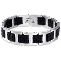 Caratera Handcuff Bracelets for Men 316L Surgical Grade Stainless Steel + Rubber