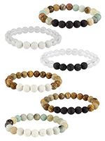 Apipi 6 Pack Lava Stone Bead Bracelet,Natural Stones Stretch Bracelets - Aromatherapy Essential Oil Diffuser Healing Crystal Bracelets Christmas gifts for Women Girls (8mm)