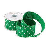 Caspari Green & White Polka Dot Ribbon - Two 18 Ft. Spools
