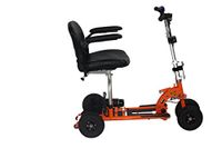 SupaScoota Orange Standard Model Lightweight Travel Mobility Scooter, Breaks Apart and Folds Easily.  175 Pound Weight capacity.  Single Motor. Range 8 miles. Heaviest piece 30 pounds.