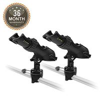 HITORHIKE Fishing Rod Holder Universal Fit Kit with Mount Allows for 360-degree Adjustment Kayak Fishing Boat Rod Holder (Fishing Rold Holder x2+Rail Mount x2)