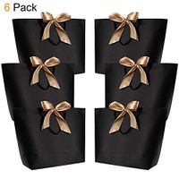 Gift Bags with Handles- WantGor 15.8x11x4.7inch Paper Party Favor Bag Bulk with Bow Ribbon for Birthday Wedding/Bridesmaid Celebration Present Classrooms Holiday(Matte Black, Extra Large- 6 Pack)