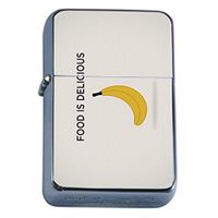Food Banana Flip Top Oil Lighter Em1 Smoking Cigarette Silver Case Included