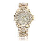YunhuiM⌚Women Watch Fashion Full Diamond Rhinestone Band Luxurious Analog Quartz Round Wrist Watch Watches (Gold)