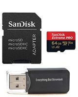 SanDisk 64GB Micro SDXC Extreme Pro Memory Card Bundle Works with GoPro Hero 7 Black, Silver, Hero7 White UHS-1 U3 A2 with (1) Everything But Stromboli (TM) Micro Card Reader