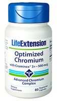 Optimized Chromium with Crominex 3+, 500 mcg, 60 vcaps by Life Extension (Pack of 3)