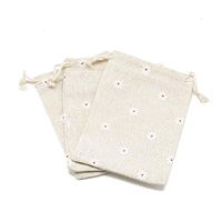 Kissitty 50 Pack Cotton Cloth Storage Bags with Drawstring 3.94x5.51 Inch Flower Printed Reusable Jewelry Gift Pouches for Wedding Party Favor