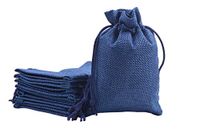Sansam 50pcs 7.0x9.0cm/2.8''x3.6'' Navy Small Drawstring and Lining Burlap/Hessian Bags, Jewelry Pouches, Wedding Favors, Jewelry Packing, Gift Bags