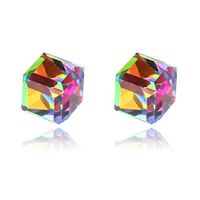 Lottoy 1 Pairs Weight Loss Magnetic Water Cube Ear Stud for Women Girls Health Magnet (Colorful)