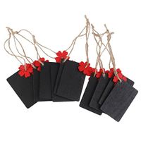 Tinksky Gift Tags, 10pcs Mini Rectangular Hanging Wooden Blackboard Gift Price Tags Wedding Tags (Red Flower)