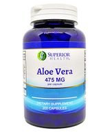 Aloe Vera Extract 200 Capsules 475 mg Supports Blood Sugar Levels and Aids Digestion