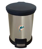 The Furniture Cove New 1.3 Gallon Round Stainless Steel Step Trash Can Waste Basket Featuring Your Choice of a Football Team Logo (Dolphins Helmet)