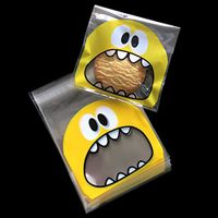 Cute Cookie Bag 200 PCS Resealable Gift Bags 4 x 4 INCH Self Adhesive Treat Bags Flat Cellophane Goody Bags for Kids Party Favor Candies and Desserts (200, Yellow)