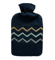 Classic Rubber Hot or Cold Water Bottle with Soft Fleece Cover (2 Liters,Navy)