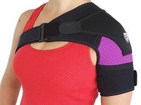 Shoulder Brace Support by Strong AID. for Rotator Cuff Pain AC Joint Dislocated Frozen Tear Injury Adjustable Compression Stability Sleeve (Purple, S-M)