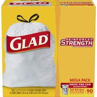 Glad Tall Kitchen Drawstring Trash Bag - 13 Gallon, 90 Count (2 Pack(90 Count))