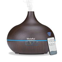 Airea Aromatherapy Diffuser,550ml Remote Control Cool Mist Humidifier Ultrasonic Aroma Essential Oil Diffuser for Office Home Bedroom Living Room Study Yoga Spa - Wood Grain, 7 Colors LED Light