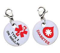 Type 2 Diabetes on Insulin with Blood Drop Medical ID Bracelet Charm-Parent (Stainless Steel),XX18