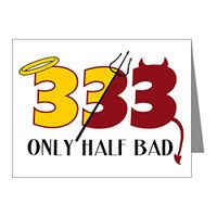 Note Cards (10 Pack) 333 Only Half Bad Angel Halo Devil