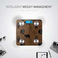 Bluetooth Weigh Scales Cartoon Cute Black Bear Animal Tie Love Weight Scale Body Fat Composition Monitor Analyzer with Smartphone App for Body Management-396 Lbs