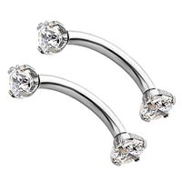2pcs Gem Curved Eyebrow Internally Thread Barbell Tragus Piercing Jewellery Best Beauty Womans Party Accessory Trendy Unique Creative | Color - White