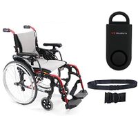 Karman S-Ergo 305 Ultra Lightweight Ergonomic Wheelchair | Adjustable Seat Height | Seat Size 16" X 17" | Frame Color Rose Red & Free 130 dB Black Safety Alarm! + Black Belt!