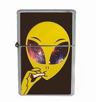 Customized Collectables Alien Smoking Funny Flip Top Oil Cigarette Lighter
