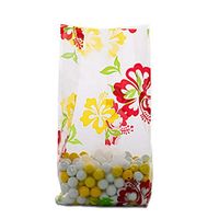 25ct"Hawaiian Hibiscus" Floral 4x2x9" Medium Cello Cellophane Treat Food Snack Bags nfLG -1542