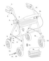 Drive Replacement Parts for Rollator Model 10257 (1. Hand Grip- Left)