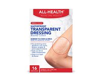 All Health Clear Waterproof Transparent Dressing Wound Cover, 16 Dressings, 2.36" X 2.75"