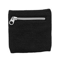 GrmeisLemc Mini Fitness Sports Zipper Wristband Multifunctional Coin Purse Keys Holder Storage Soft Breathable Cotton Wrist Bag Brace - Black