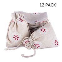 Yunko 12 Pack Snowflake Natural Burlap Cotton Drawstring Gift Bags for Christmas DIY Craft Wedding Party
