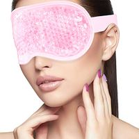 Sleeping Weighted Eye Mask for Woman Man Reusable Gel Beads Ice Pack with Soft Plush Backing Hot Cold Therapy Eye Pillow for Puffy Eyes, Dark Circles, Headaches, Migraines, Stress Relief - Pink
