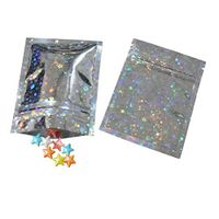 100 Pcs Hologram Aluminum Foil Zip Lock Bags Glitter Laser Plastic Mylar Pouch Food Storage Bags Moisture Proof Bags Keep Aroma Pouch (Full Star Holograms, 7.5x10 cm(2.95"x3.94"))